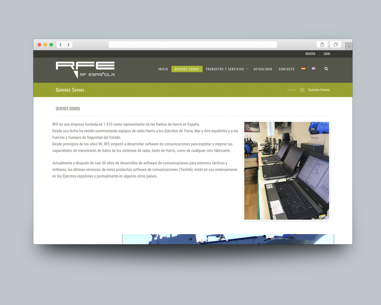 Página interior del sitio web RF Española