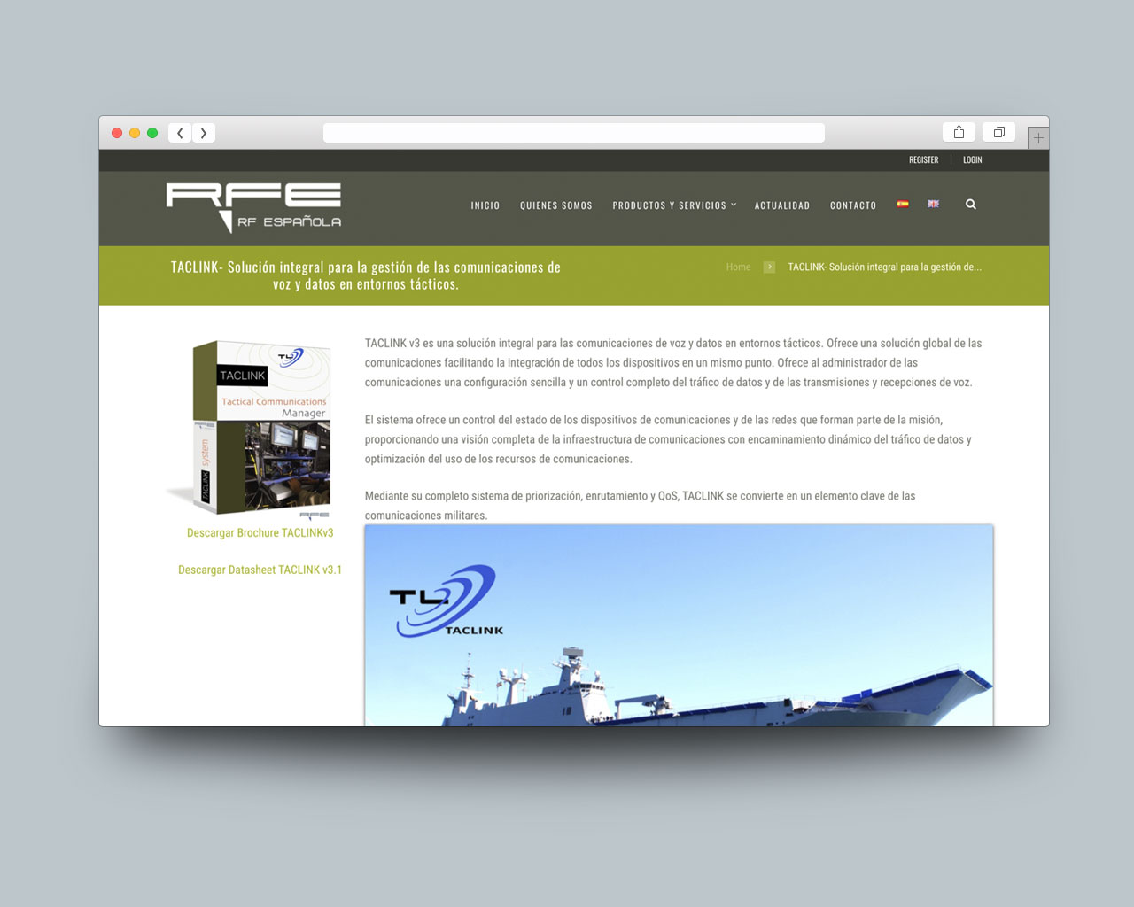 Vista de producto en la web RF Española