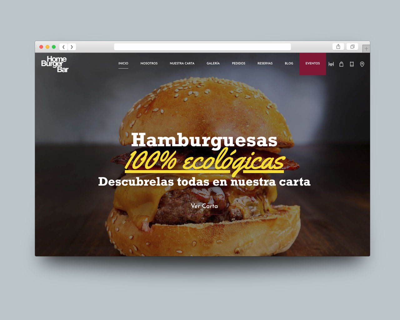 Página principal de la web de Home Burger Bar