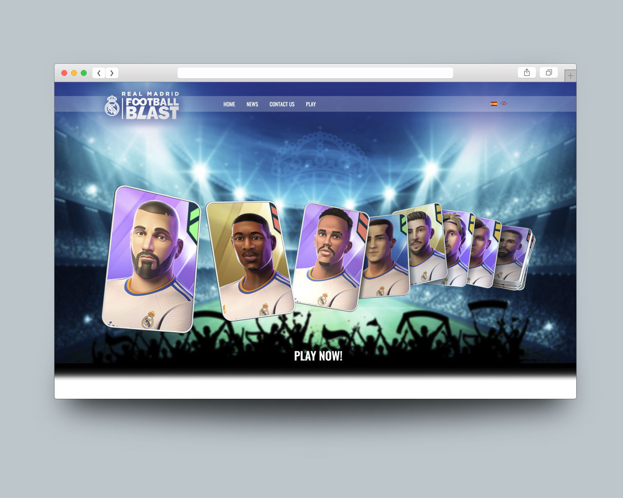 Página principal del sitio web de Football Blast - Real Madrid