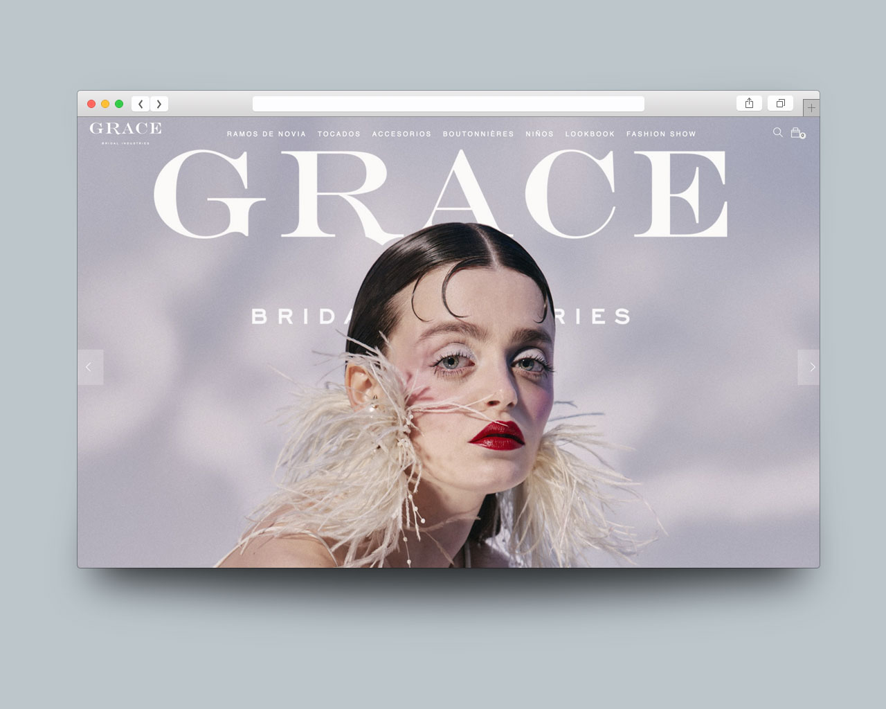 Página principal de la tienda online en Magento de Grace Bridal Insdustries