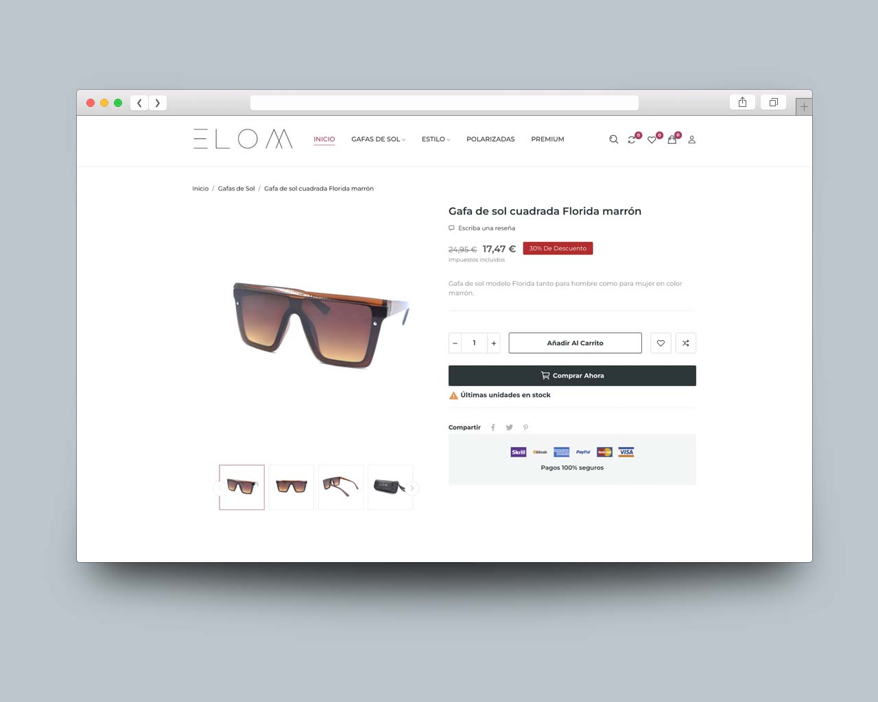 Ficha de Producto Diseño Tienda Online Prestashop para ELOM