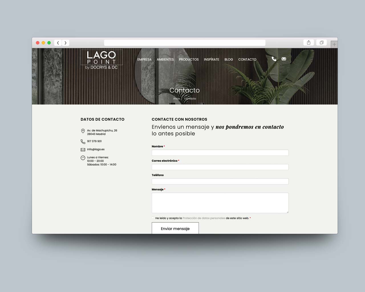 Contacto Diseño Web en Drupal 9 de Lago Point by Docrys & DC