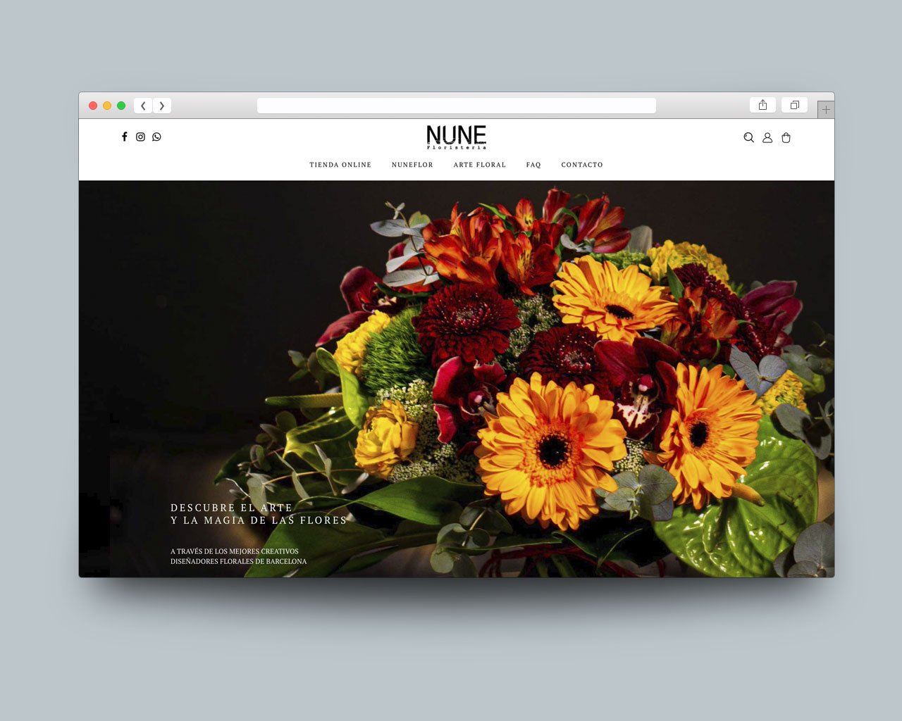 Vista de la Home de la tienda online de Nune Flor